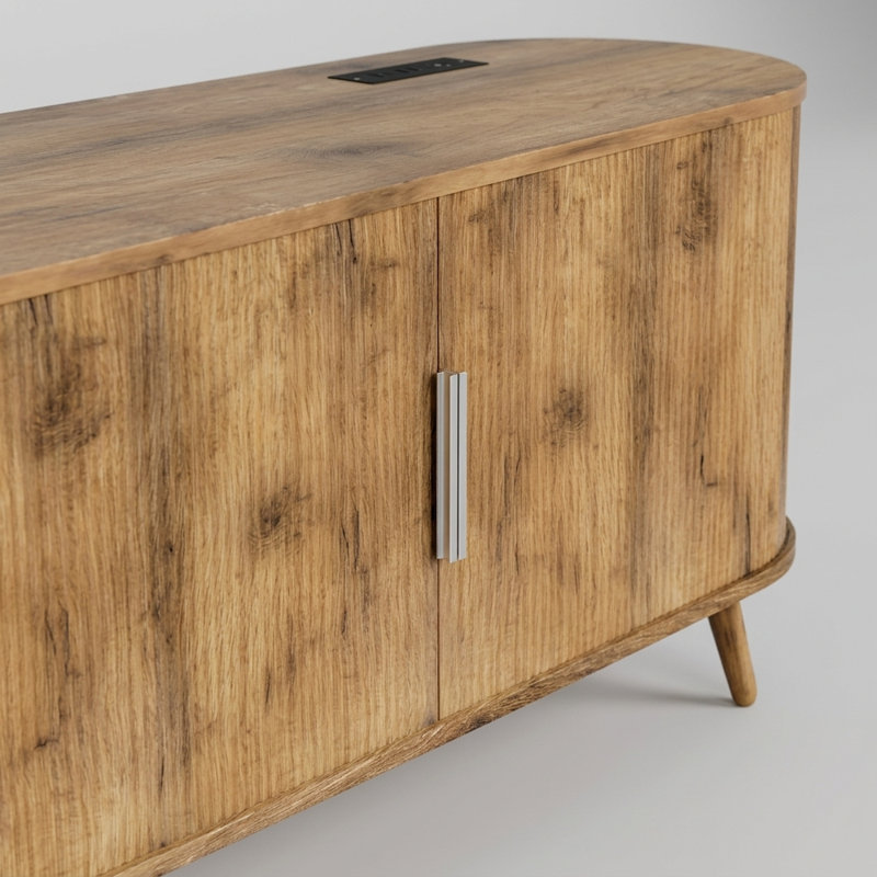 50" TV Stand with Power Outlet & USB Ports, Fluted Modern Entertainment Centre with Storage for TVs up to 55"