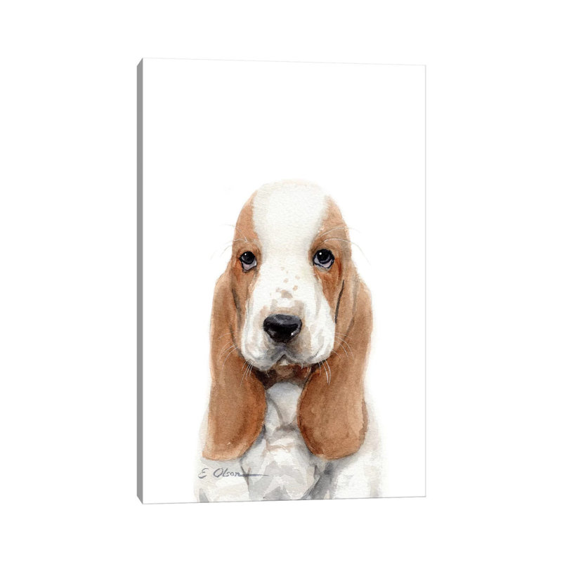 Basset Hound Puppy by Watercolor Luv - Wrapped Canvas Print, 30.48cm H x 20.32cm W x 1.9cm D
