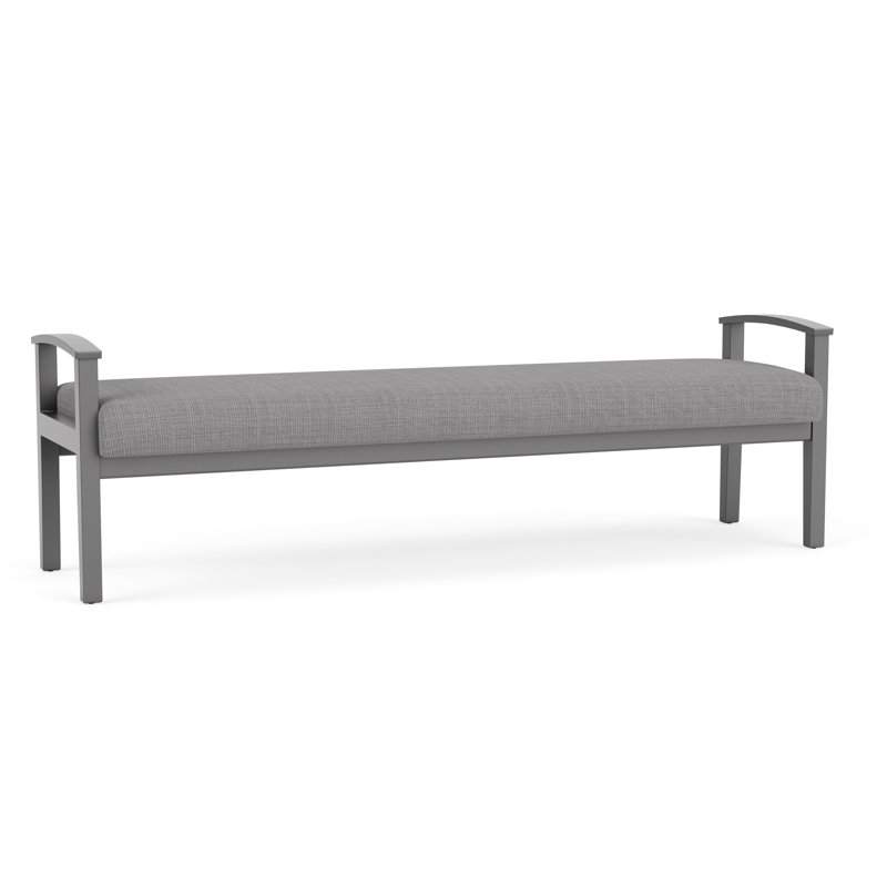 Banc en bois massif Amherst, Étain, Gris chambray