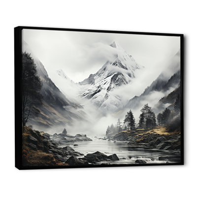 Montagnes alpines monochromes, sommets monochromes, art mural