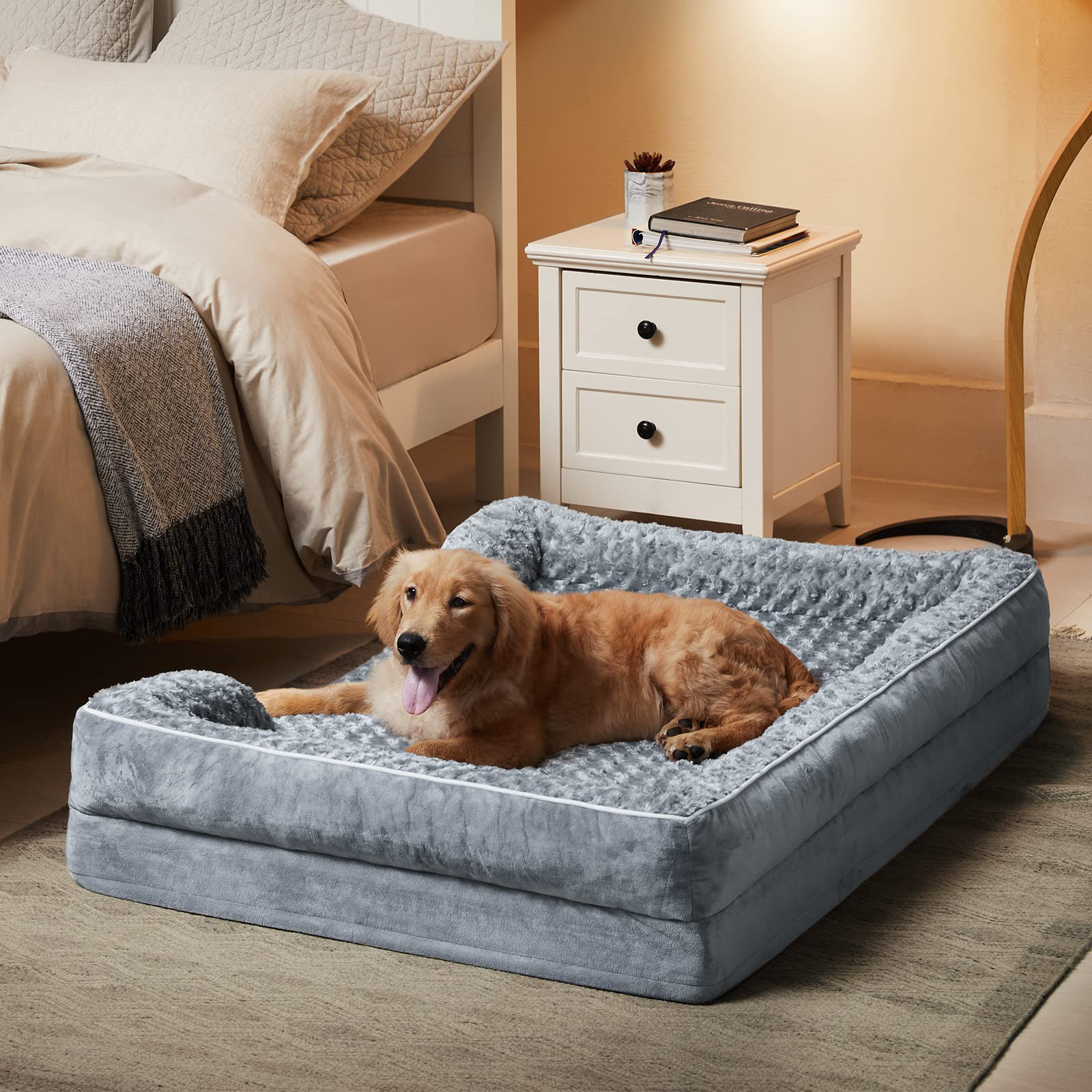 Memory Foam Dog Bed With Plastic Liner Orthopedic Dog Bed XL