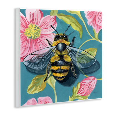 Abeille floue sur plaque murale à motif floral, design par Kate Jarvik Birch