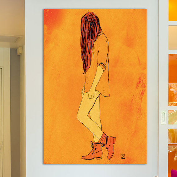 «Ces bottes…», impression sur toile tendue, H 18 po x l 12 po x P 1,5 po, Toile tendue, Pas de tapis