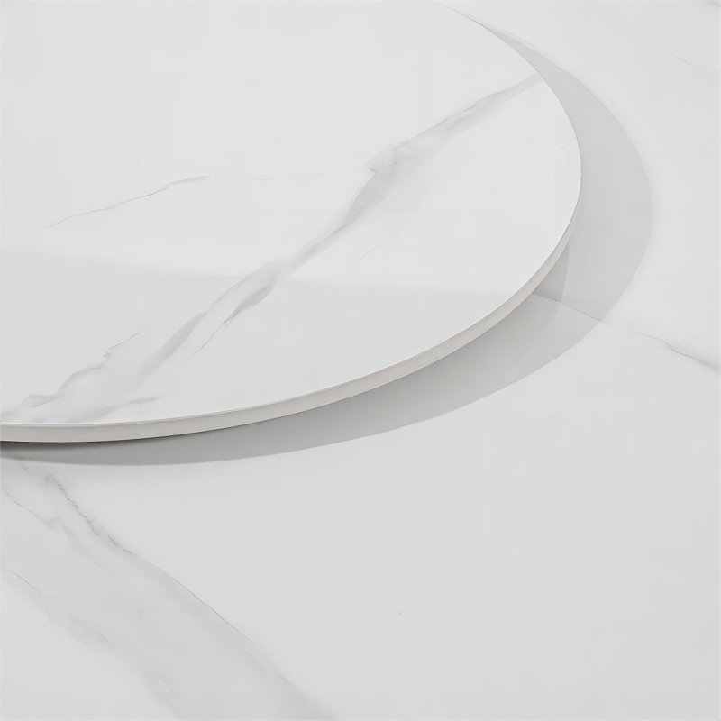 Plateau tournant en pierre frittée (table non incluse), H 0,47 po x l 31,5 po x P 31,5 po, Blanc mat