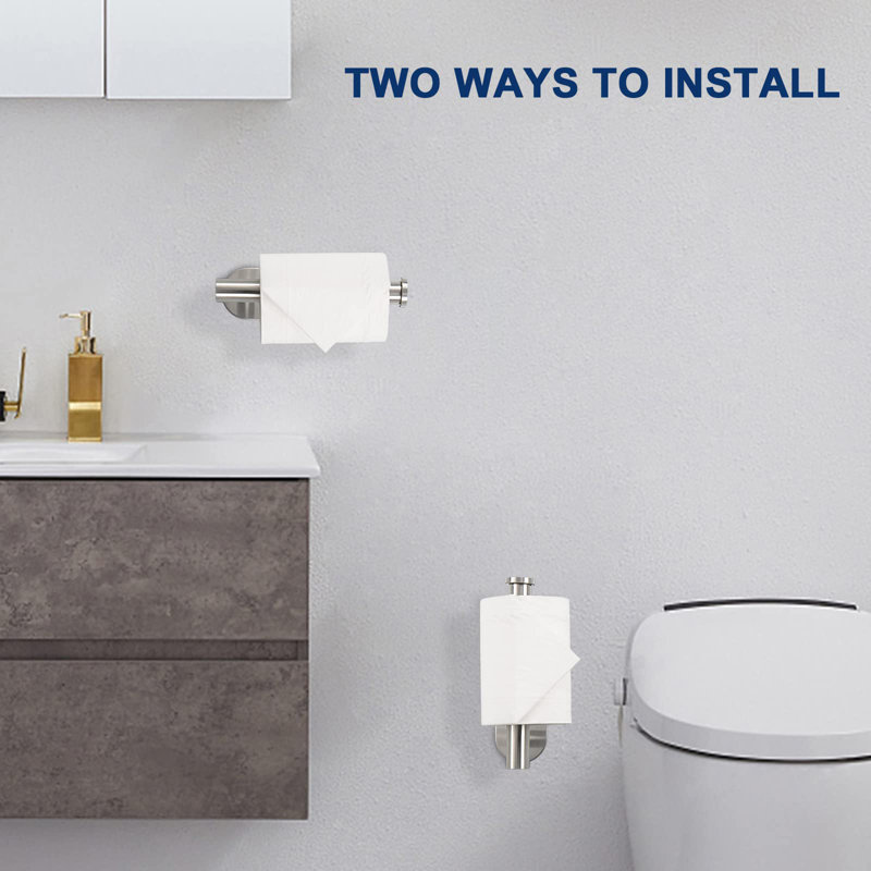 Porte-papier hygiénique 2 pièces auto-adhésif, porte-papier rouleau en acier inoxydable imperméable et antirouille, sans porte-serviettes pour la salle de bain, la cuisine, la salle de bain