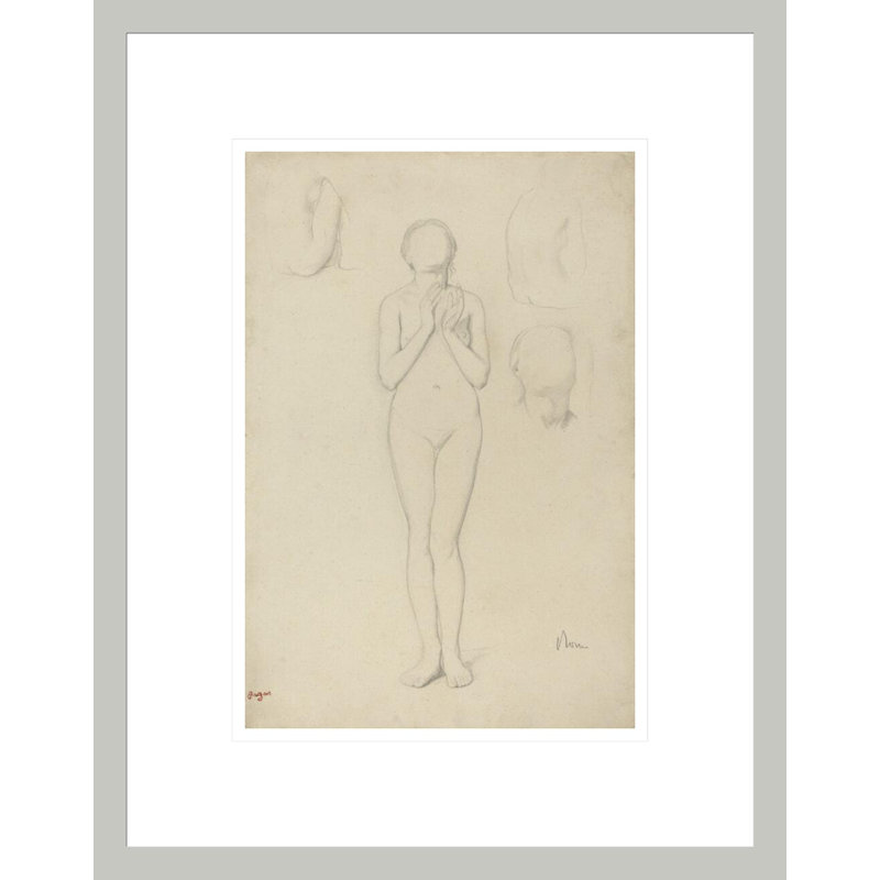 Étude d'un nu féminin par Edgar Degas - reproduction giclée encadrée, 16.75" H x 13.18" W