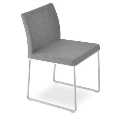 Aria Metal Sled Dining Chair in Wool