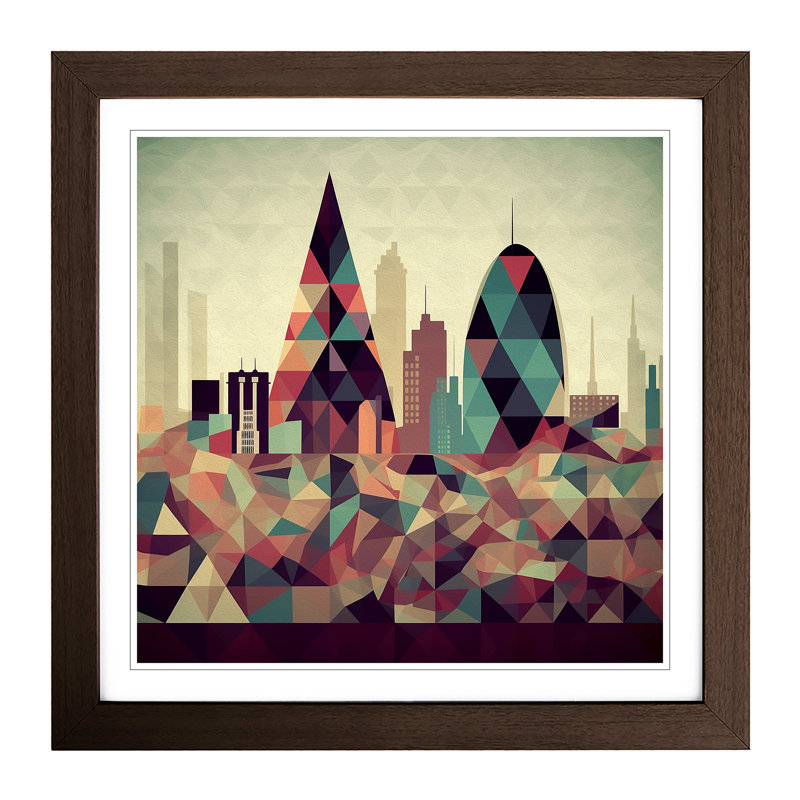 City Of London Geometric - Framed Print, Walnut