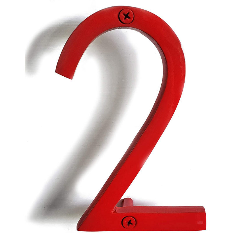 Numéro de maison en métal flottant, 6", Rouge, 2