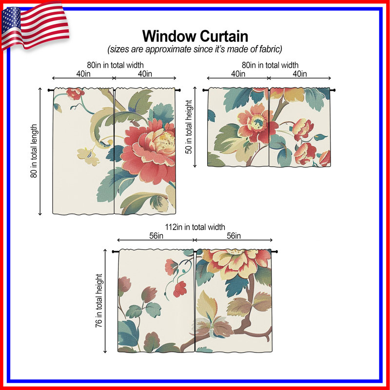 Rideaux de fenêtre à motif floral obscurcissant et obscurcissant - 2 panneaux, 20 po x 80 po - 2 panneaux, Transparent