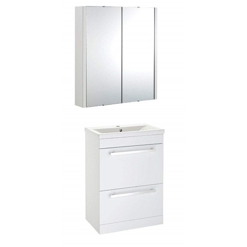 VeeBath Sobek 600mm Floor Standing Unit with Mirror Cabinet