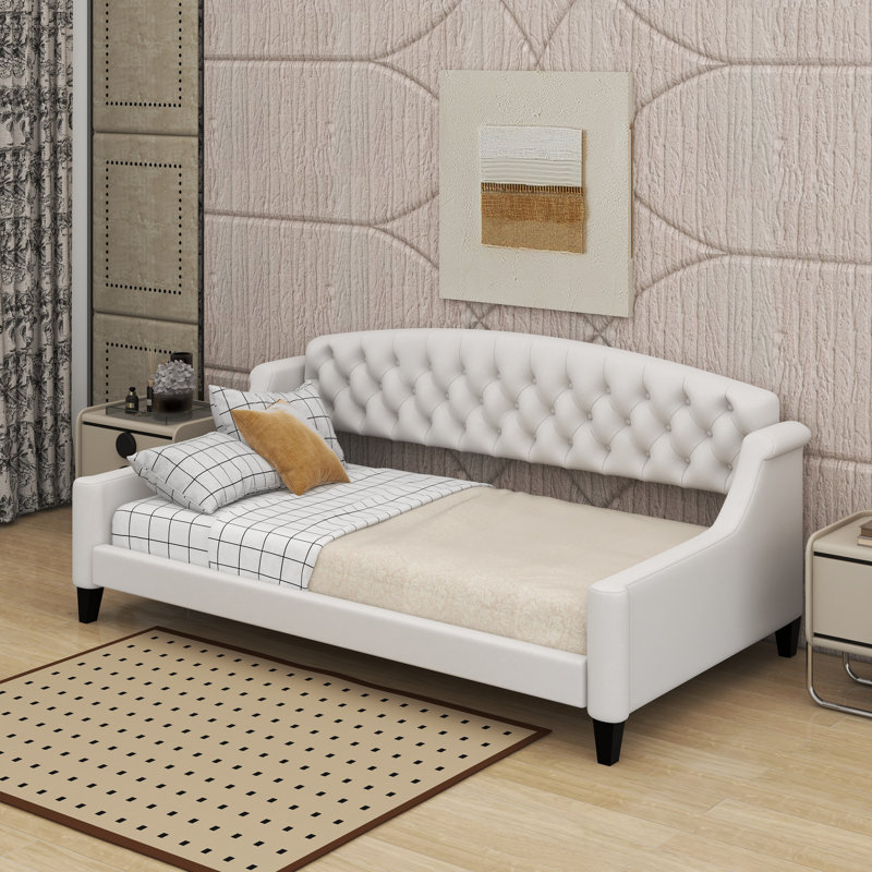 Twin Modern Luxury Tufted Button Daybed, Beige