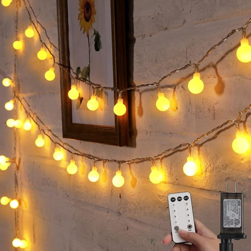 33Feet 100 Leds Globe String Lights, 8 Modes USB Ball String Lights With Remote For Indoor/Outdoor Commercial Decor, Gardens, Patio, Wedding, Party, Bedrooms, Christmas Decorations
