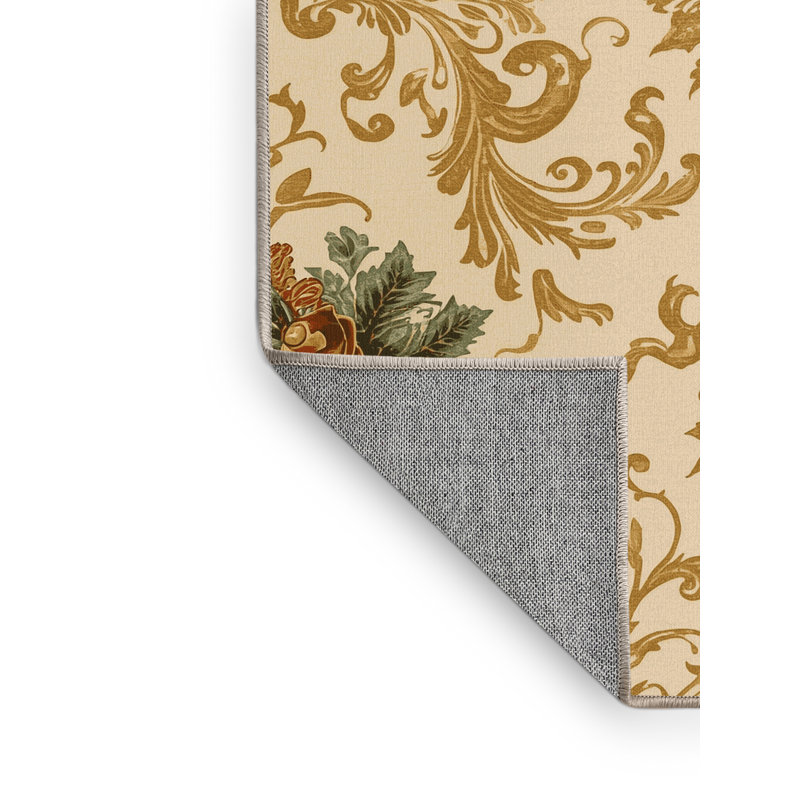 Tapis abstrait moderne et contemporain lavable à la machine Bucktown Christmas - beige, 2x3