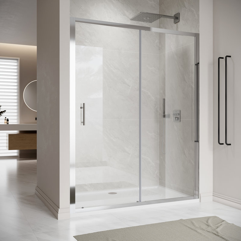 Firger 110mm W x 185mm H Single Added Framed Shower Door with Clear Glass, 185cm H x 100cm W 