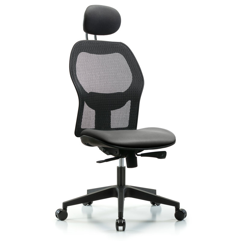 Vinyl Task Chair with Headrest, Sterling, No