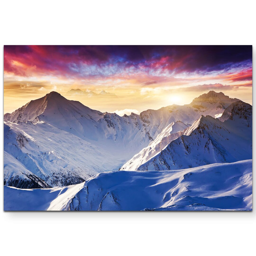 Leinwandbild Fantastische Alpenlandschaft mit Sonnenuntergang