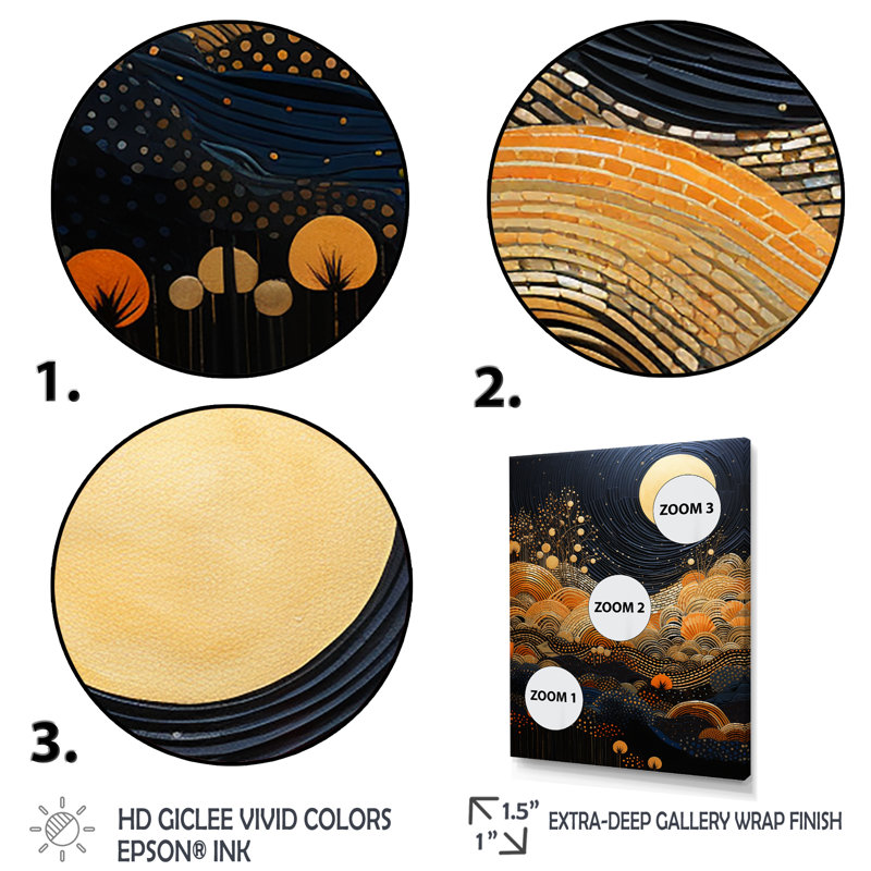 Soleil orange du désert dans un paysage audacieux II, Encadrement doré, H 44 po x l 34 po x P 1,5 po