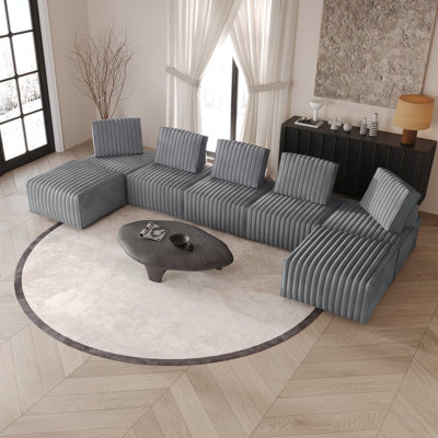 7-Piece Velvet Upholstered Modular Chair Set 2