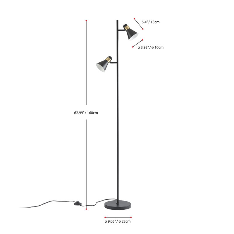 Delapaz 63'' Black Tree Floor Lamp