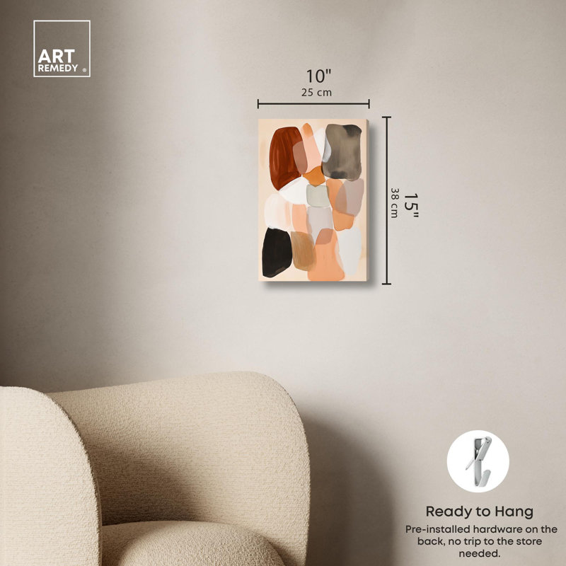 «Earthy Pebbles Boho Decor», reproduction d'art sur toile par Art Remedy, H 15 po x l 10 po, Toile tendue avec châssis