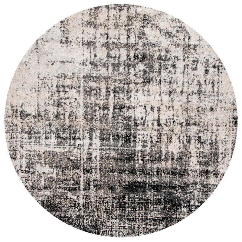 Alaric Geometric Looped / Hooked Area Rug, Round 122 cm