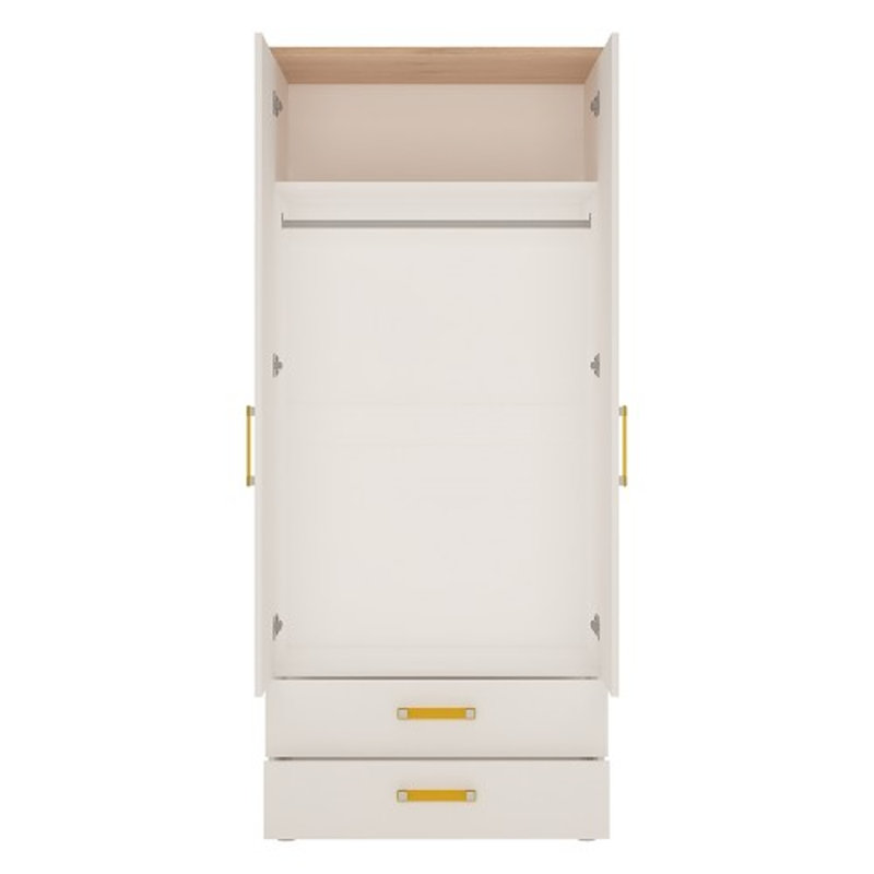 Lica 2 Door Solid Wood Wardrobe, Orange