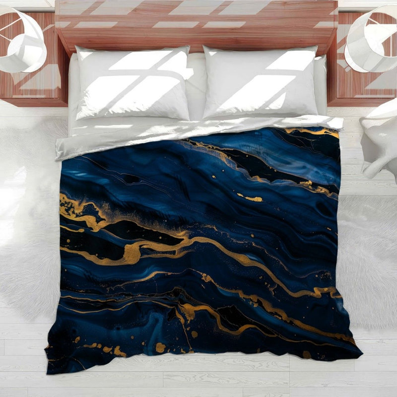 Marble Abstract Cool Bedding, Queen Duvet Cover