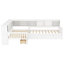 Lit plateforme simple en L avec lit gigogne, tiroirs de rangement et tablettes, pas de sommier tapissier, conception peu encombrante-552999840