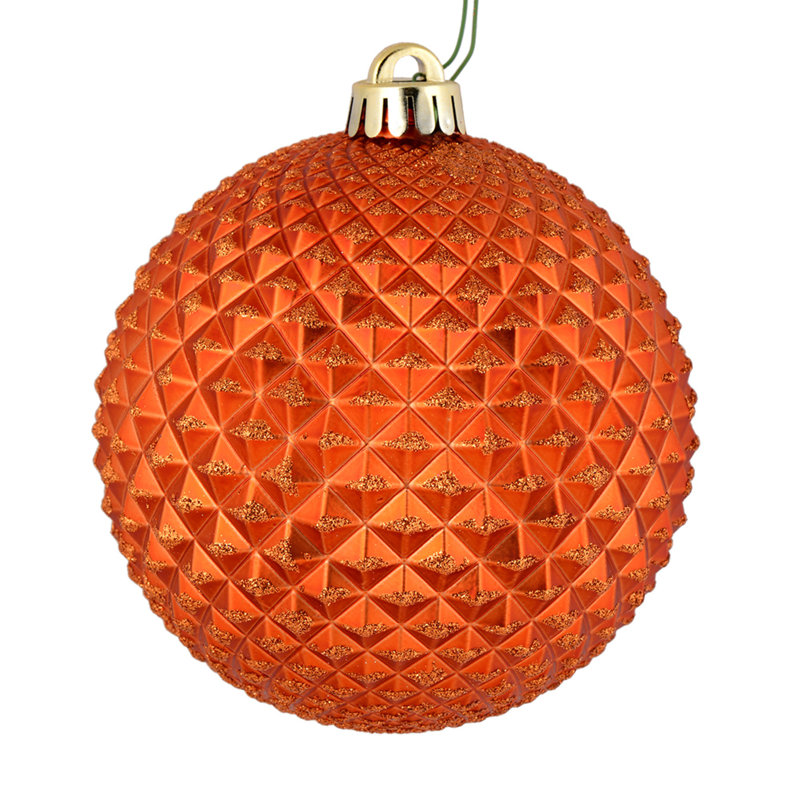Ornement boule Durian Glitter, Orange brûlé