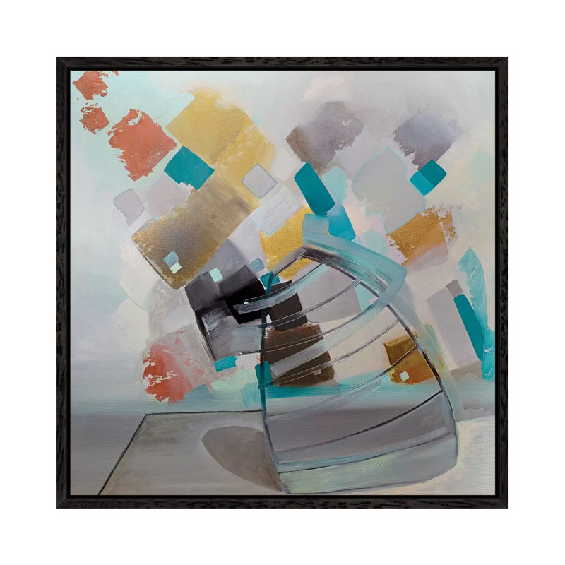 Table Top I by Pamela Staker - Painting on Canvas, Black Framed, 45.72 cm H x 45.72 cm W