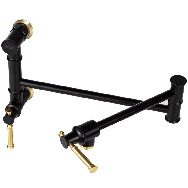 Pot Filler Kitchen Faucet, Black/Gold