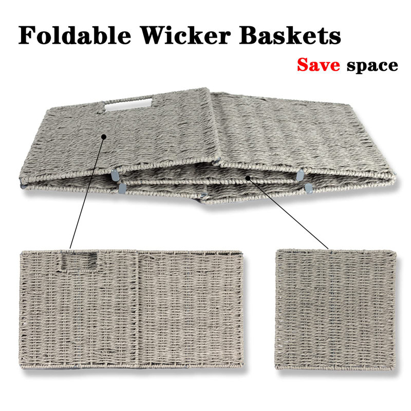 Red Barrel Studio Wicker Bin, Grey