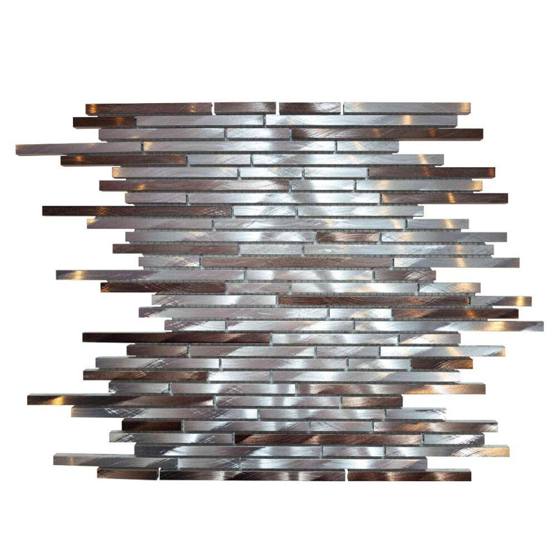 Mason Metallic Sleek 12" x 12" Metal Mosaic Wall Tile, Brown