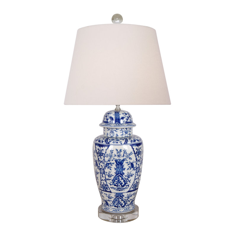 LAMPE DE POT EN ANGLAIS PORCELAINE N / B