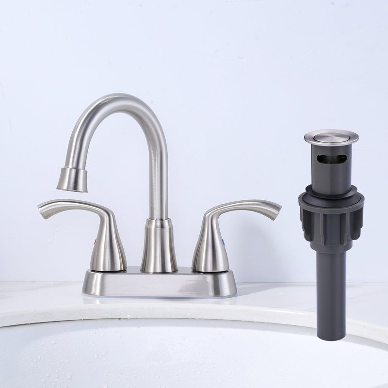 Robinet pour salle de bain à 2 poignées avec ensemble de bonde centrales, Nickel