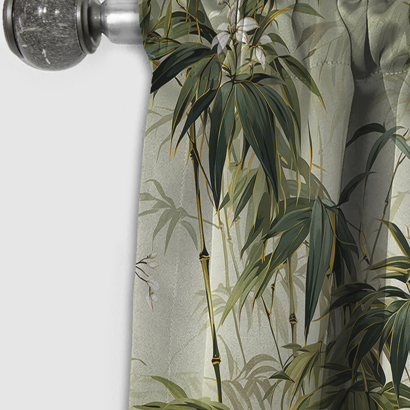 Bamboo Elegance Tropical Motif IV - Rideau à motif floral - Rideau occultant à motif floral - 1 panneau, L 52 po x L 95 po