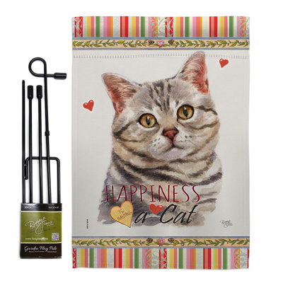 Ensemble de drapeaux de jardin gris gris à motif de chat 13 po x 18,5 po