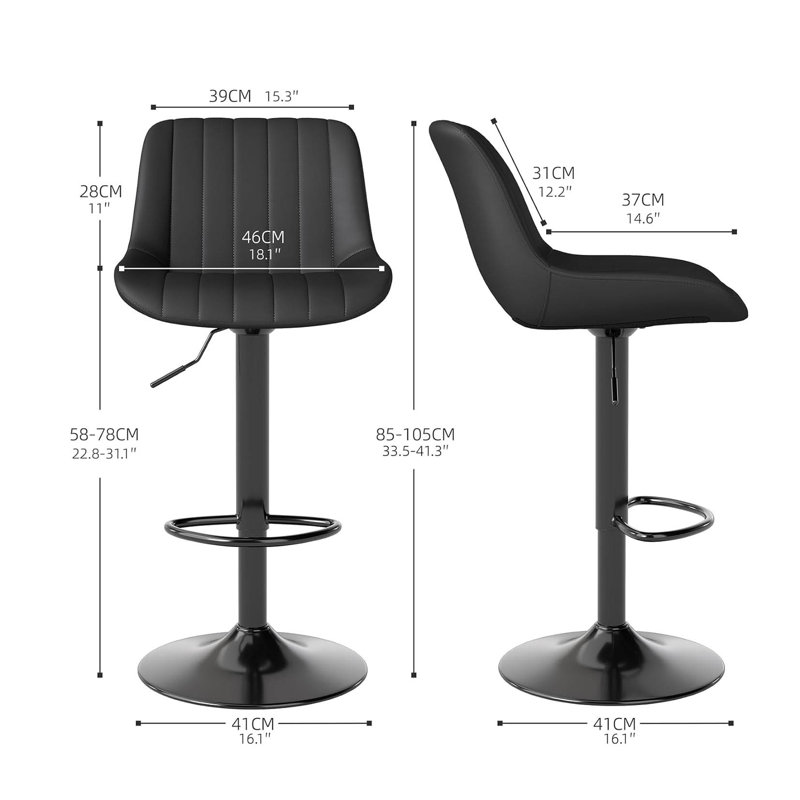 Adjustable Height Counter Stool with Metal Frame