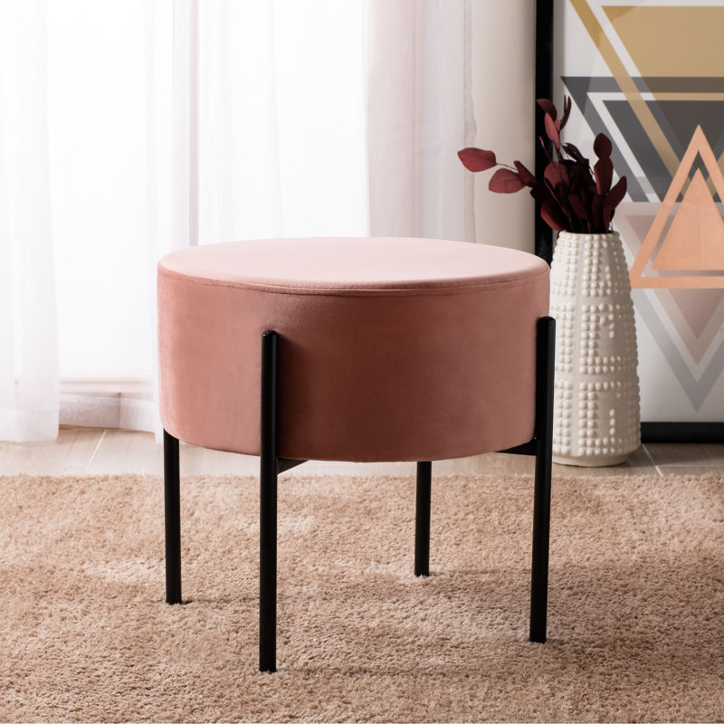 Lisbon Velvet Ottoman, Dusty Rose