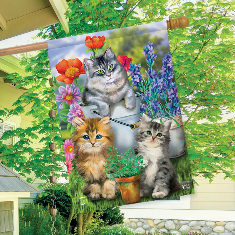 Drapeau de jardin Garden Cats Spring House