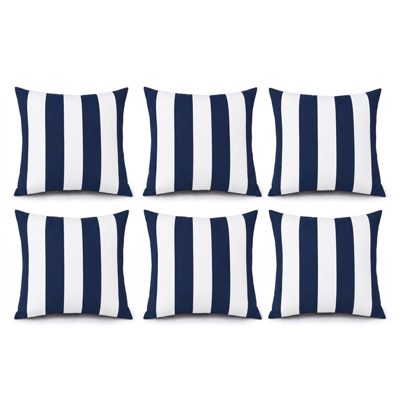 Housses de coussin d'intérieur / d'extérieur carrées l 18 po x L 18 po, Blue/White Striped