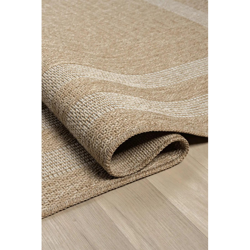 Tapis blanc texturé à tissage plat en polypropylène tissé à la machine, Medium — 5'3" x 7'7"