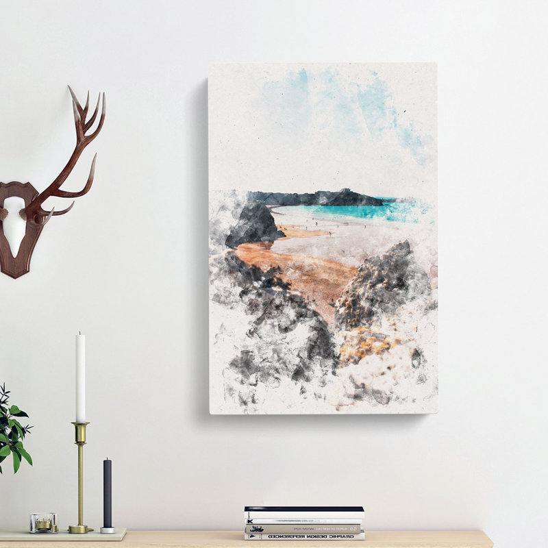 Tolcarne Beach In Newquay - Wrapped Canvas Painting, 91cm H x 60cm W x 3cm D