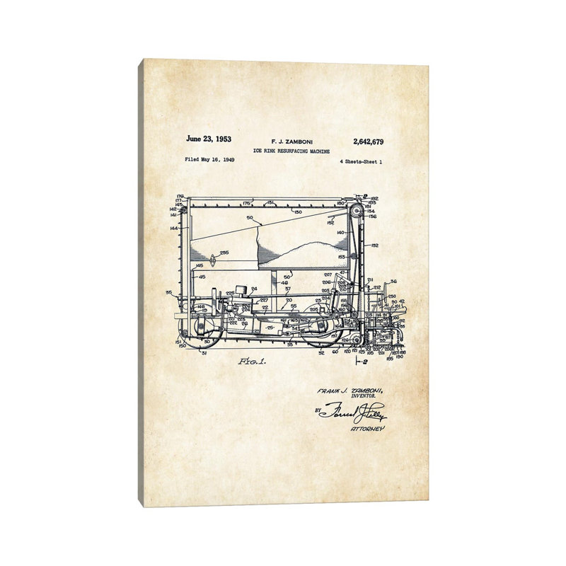 Ice Hockey Zamboni by Patent77 - Wrapped Canvas Gallery-Wrapped Canvas Giclée, 66.04 cm H x 45.72 cm W x 3.175 cm D