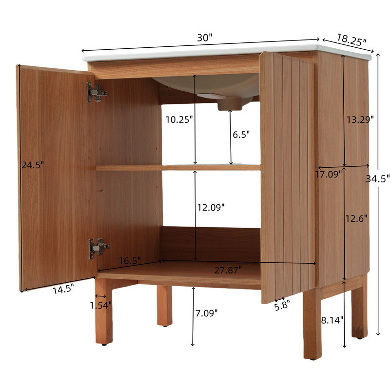Modern Bathroom Vanity with Ceramic Sink and Ample Storage