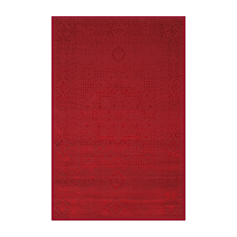 Tapis de zone rouge contemporaine, Rectangle 7 pi x 9 pi