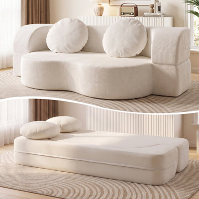  77" Upholstered Convertible Futon Sofa 