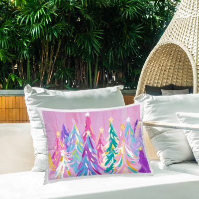 Coussin d'extérieur Pastel Christmas Trees Abstraction Design par Arlington Prints