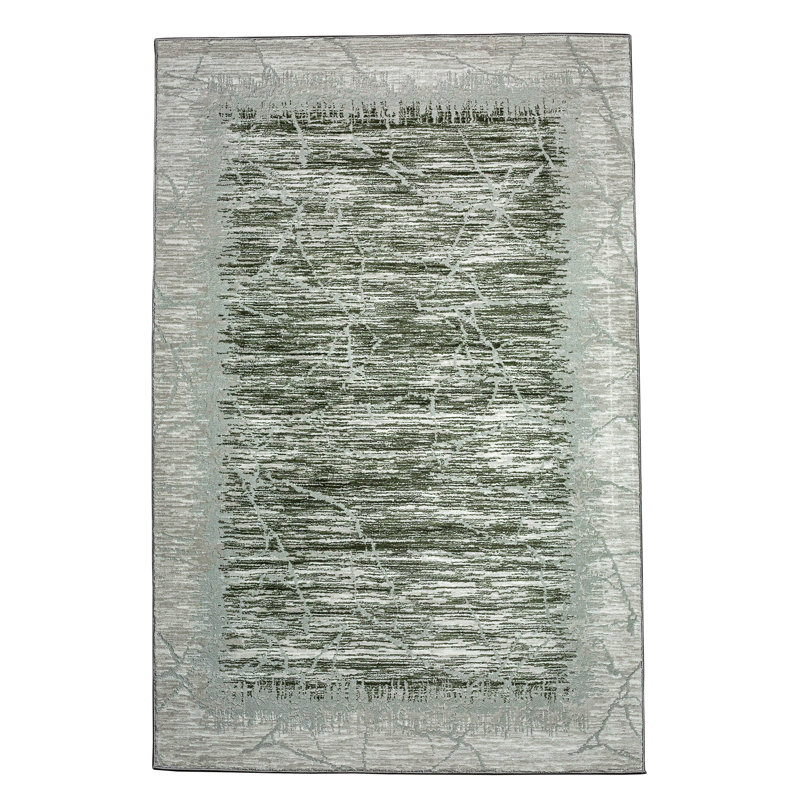 Tapis vert Davide 1229 - motif transitionnel moderne, texture douce haute-basse, Rectangle 3 pi 3 po x 4 pi 11 po